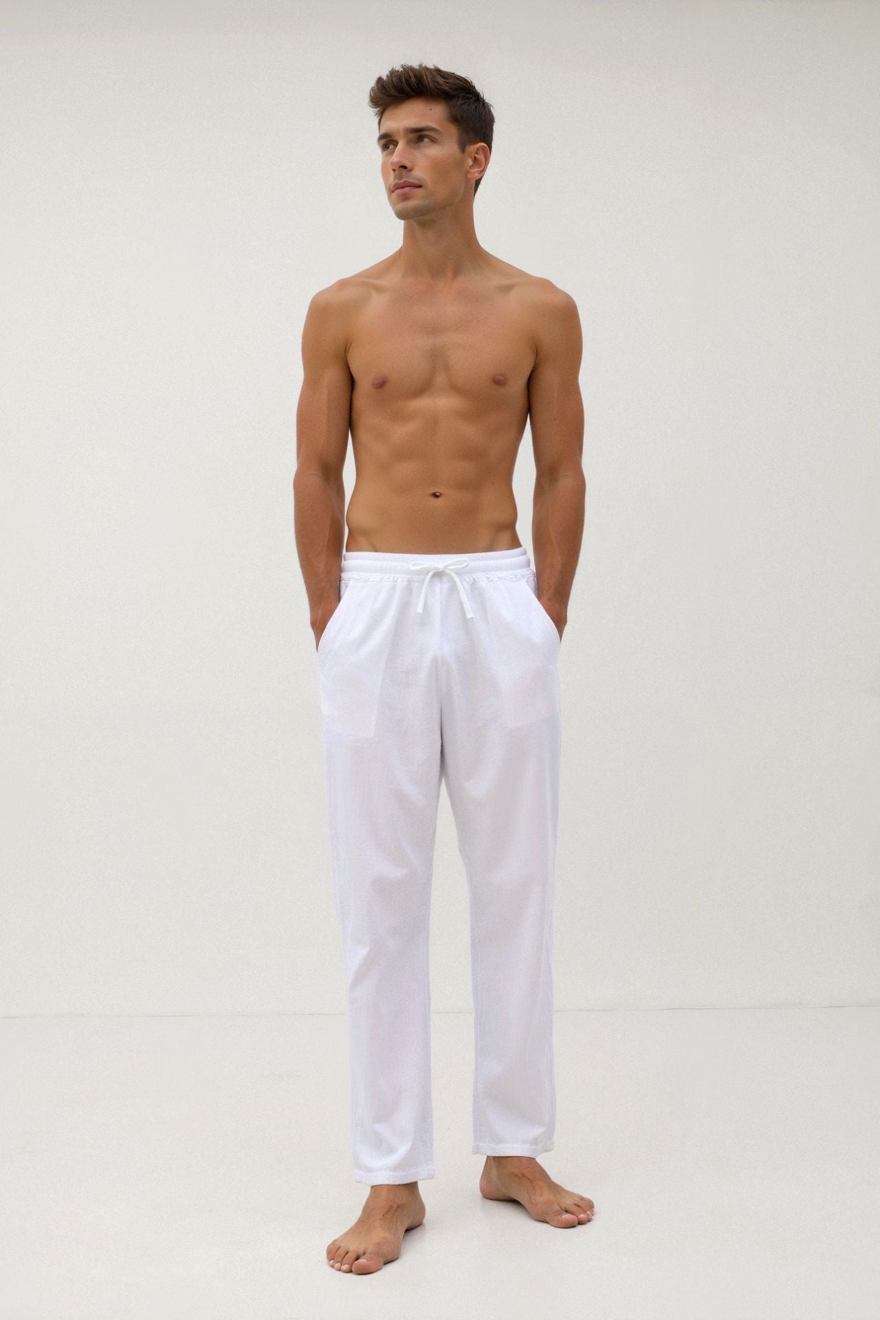 Old Money Cotton & Linen Blend Drawstring Pants-VibeCloset