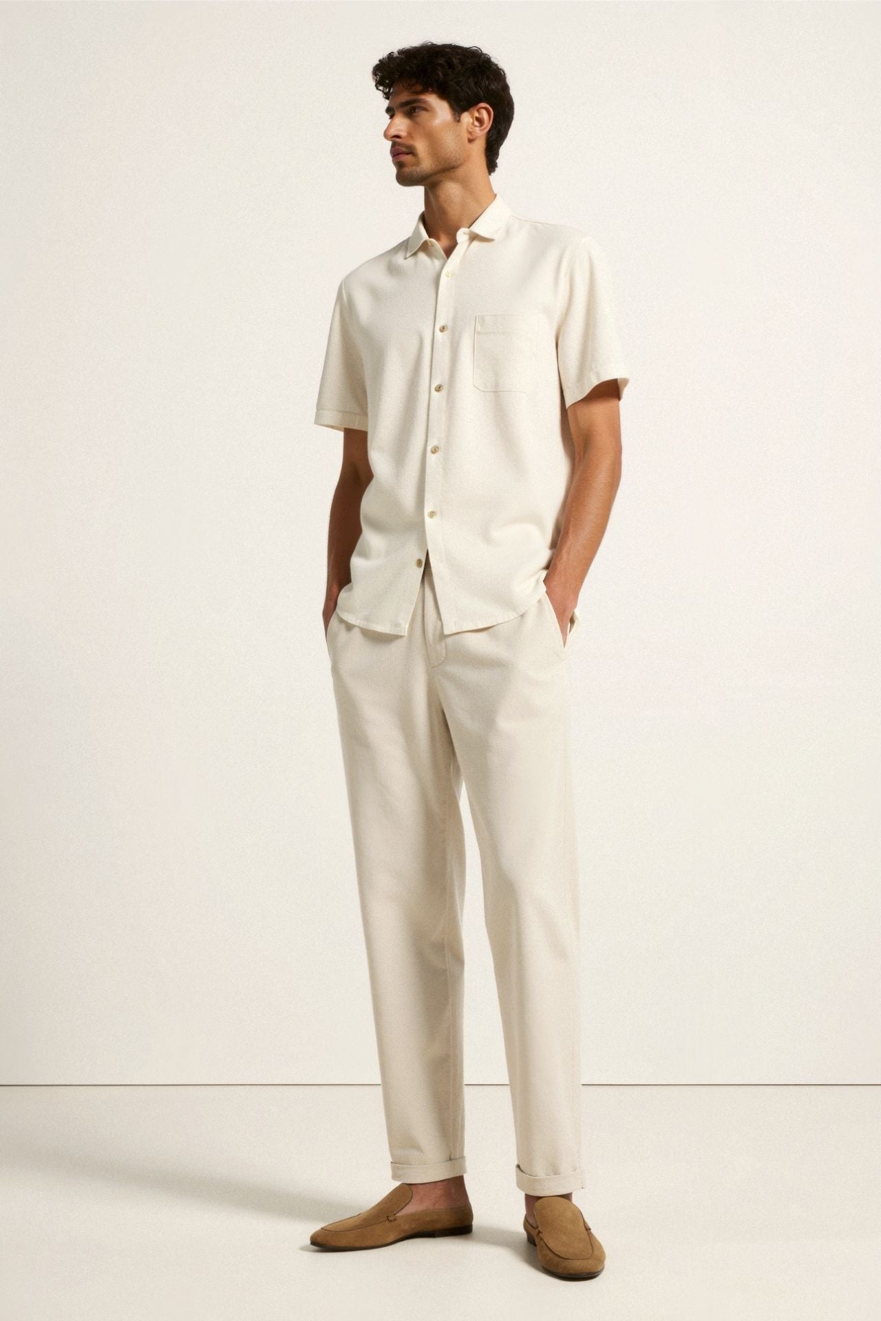 Old Money Regular Fit Linen Loose Pants-VibeCloset