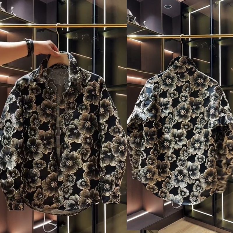 Trendy 3D Embroidered Carved Men's Shirt Jacket