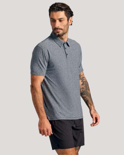 Heather Navy Active Polo 2.0-VibeCloset
