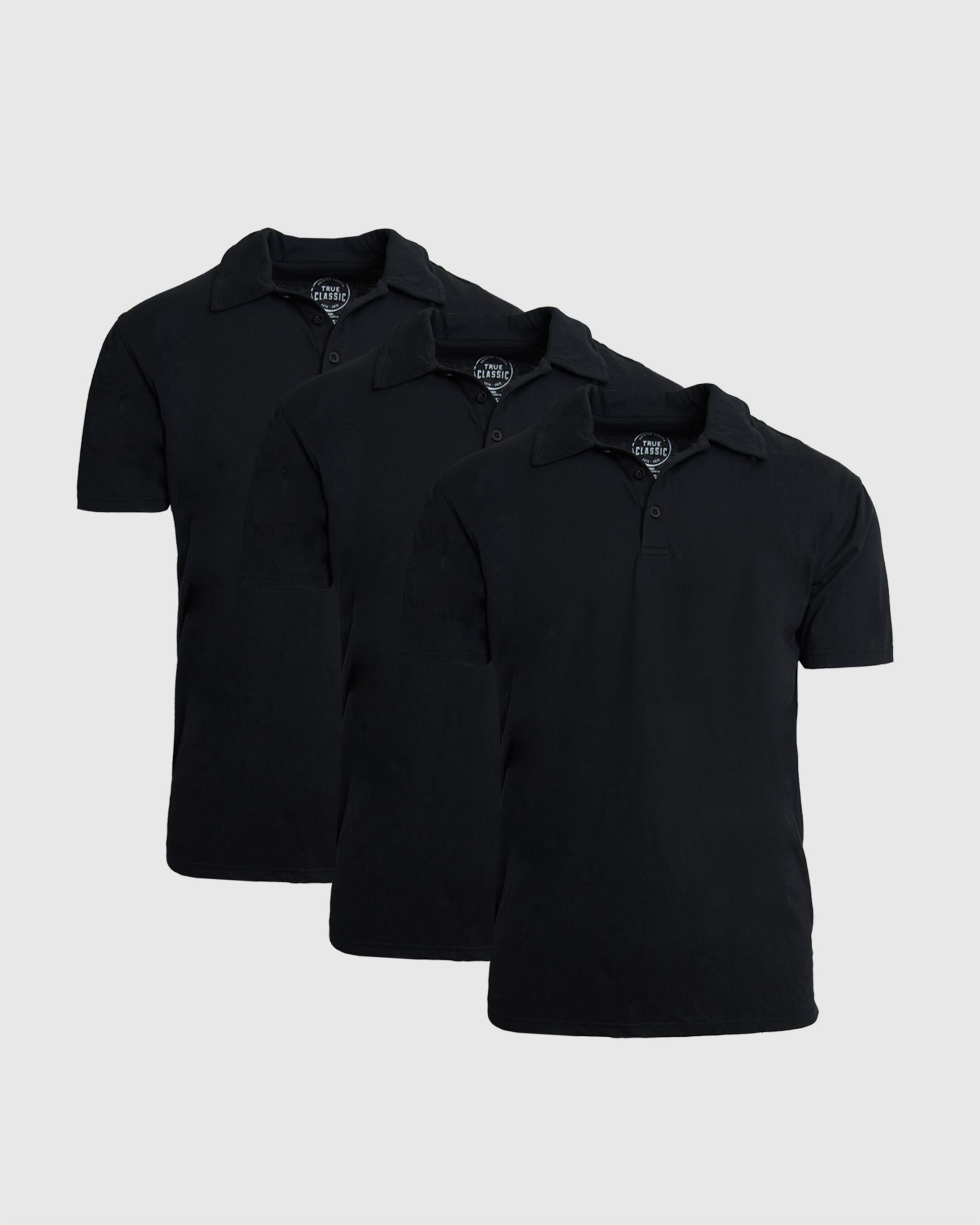 All Black Short Sleeve Polo 3-Pack-VibeCloset