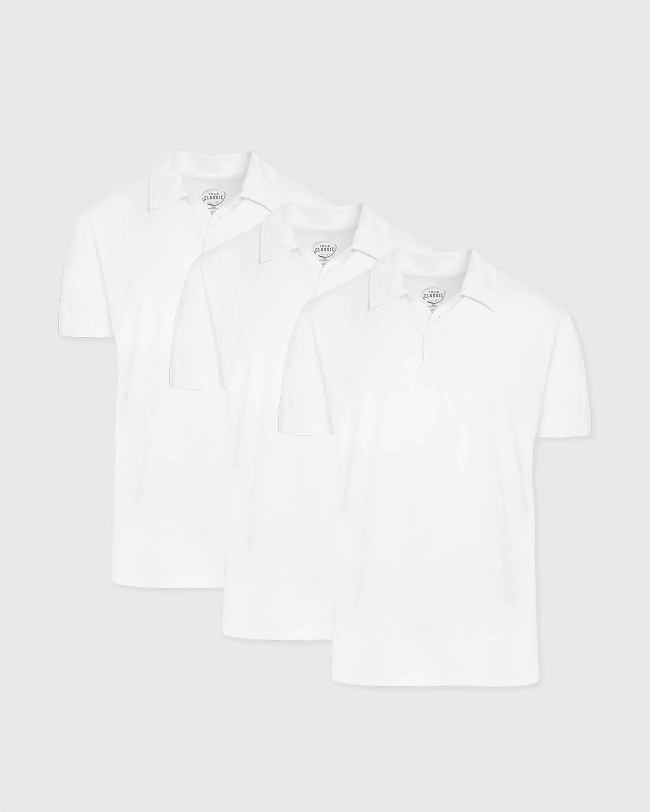 All White Short Sleeve Polo 3-Pack-VibeCloset