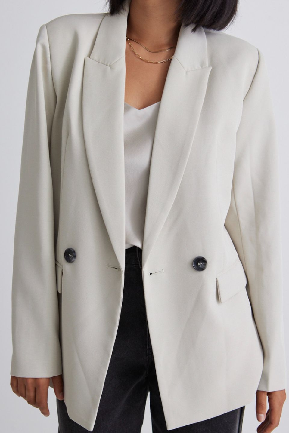 Cooper Cloud Textured Crepe Boyfriend Semi Fitted Blazer-VibeCloset