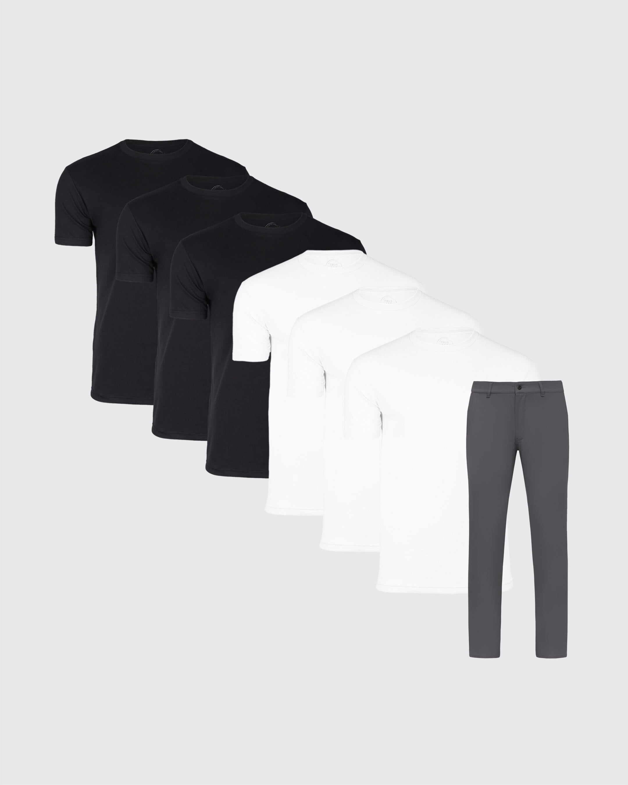 Black White Crew & Carbon Commuter Pants 7-Pack-VibeCloset