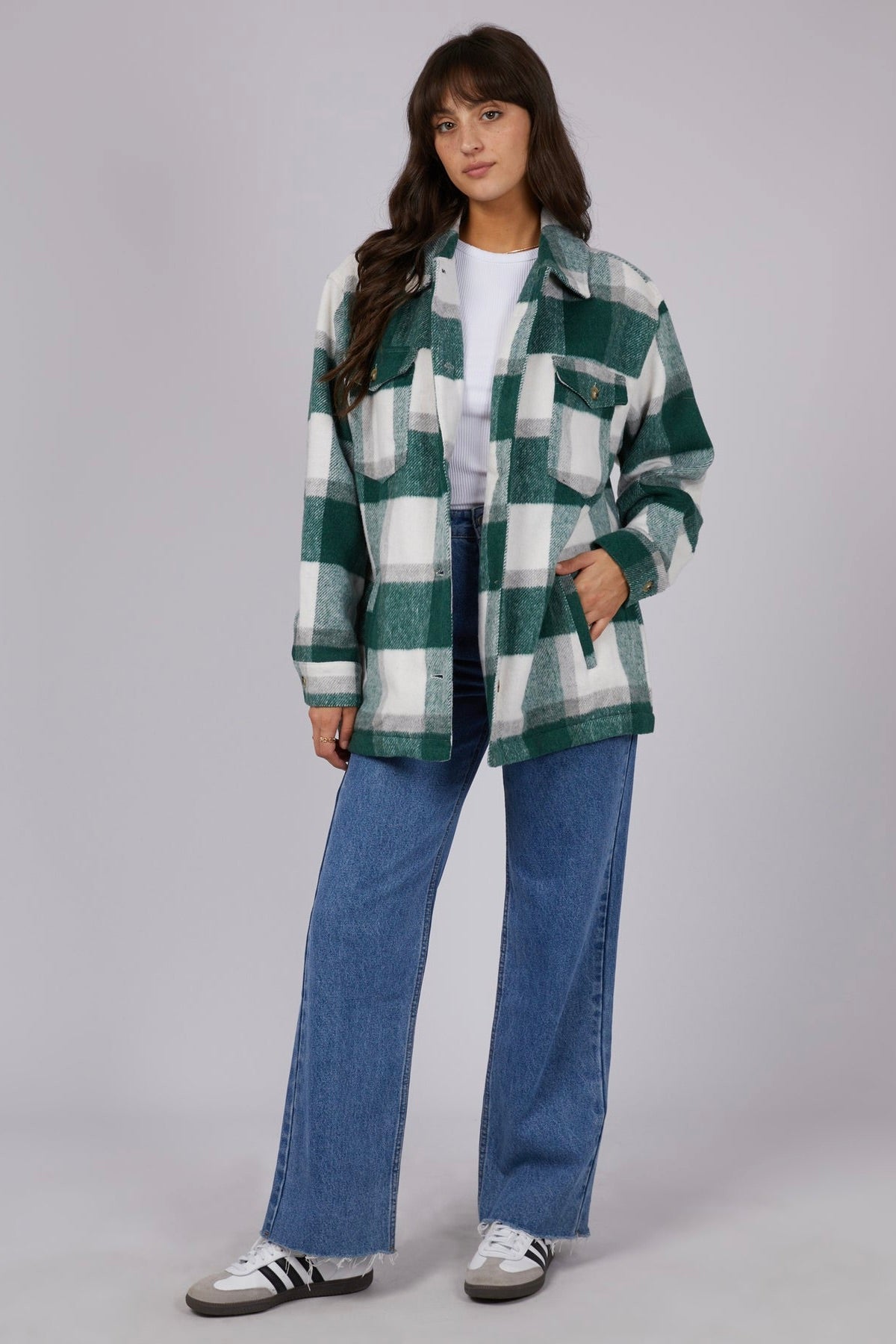 Eden Green Check Shacket-VibeCloset