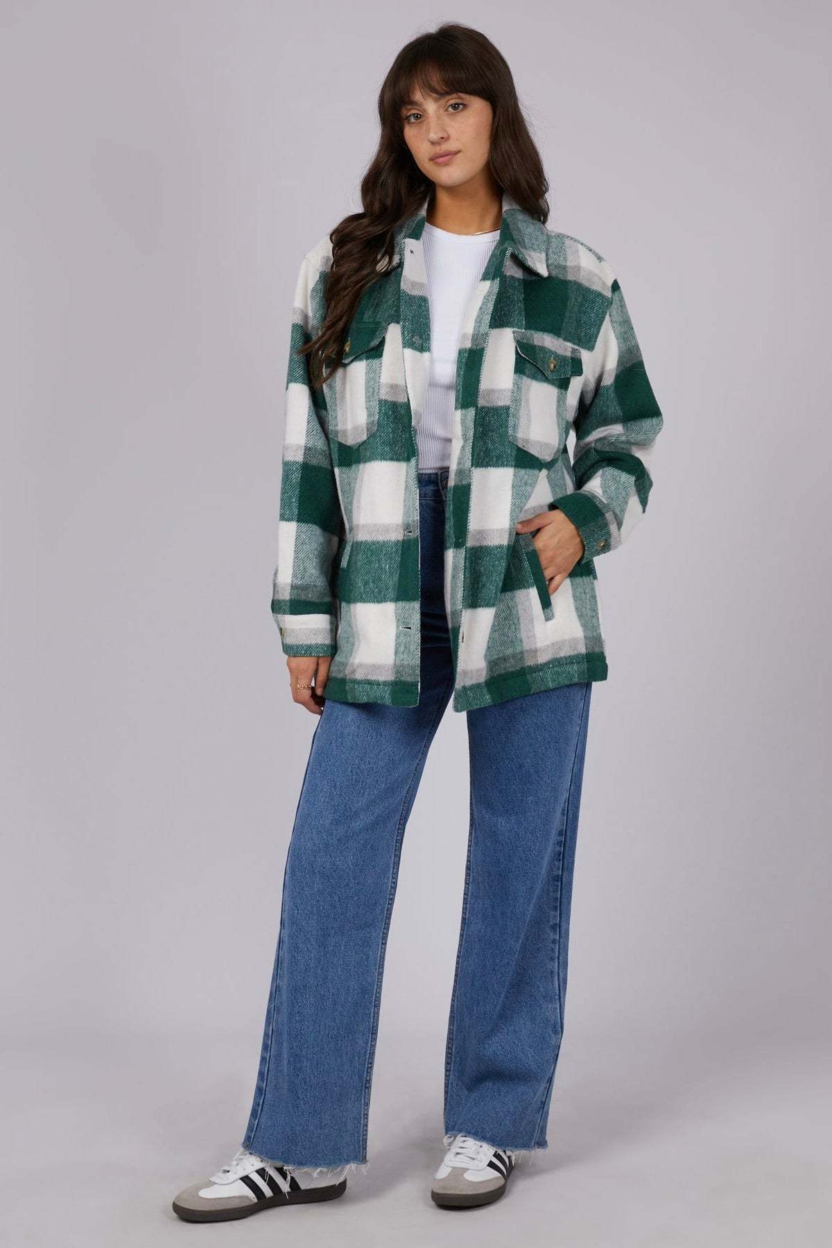Eden Green Check Shacket-VibeCloset
