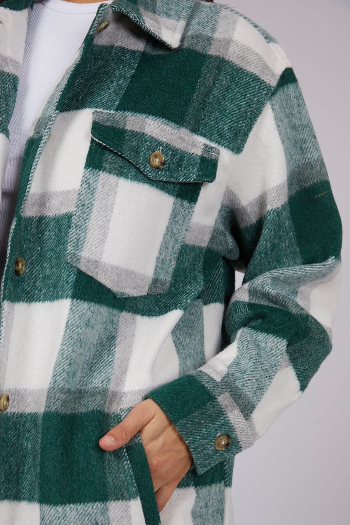 Eden Green Check Shacket-VibeCloset