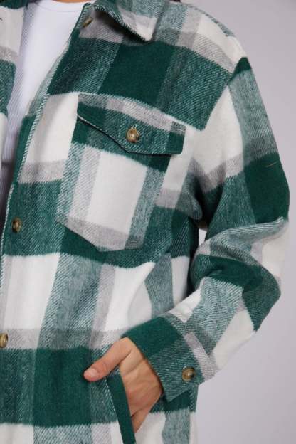 Eden Green Check Shacket-VibeCloset
