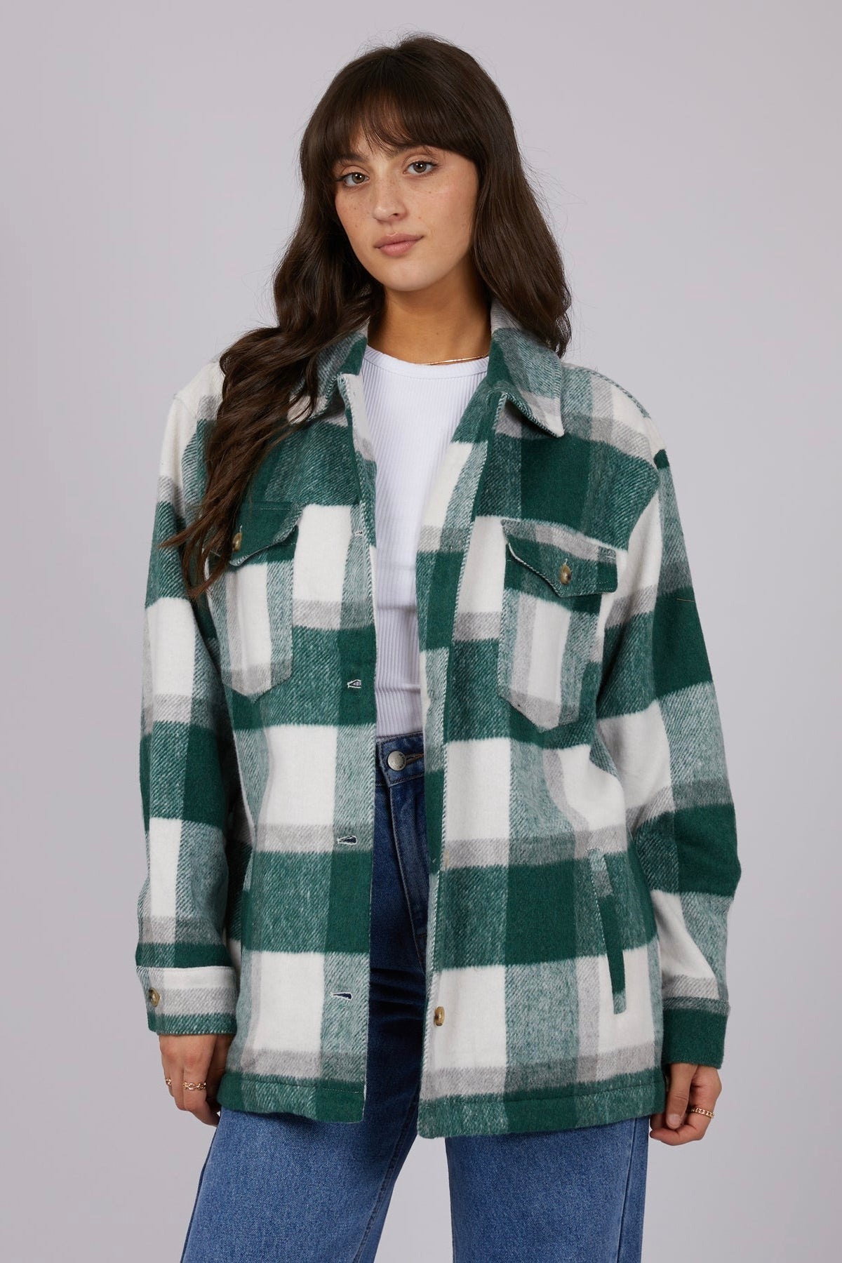 Eden Green Check Shacket-VibeCloset