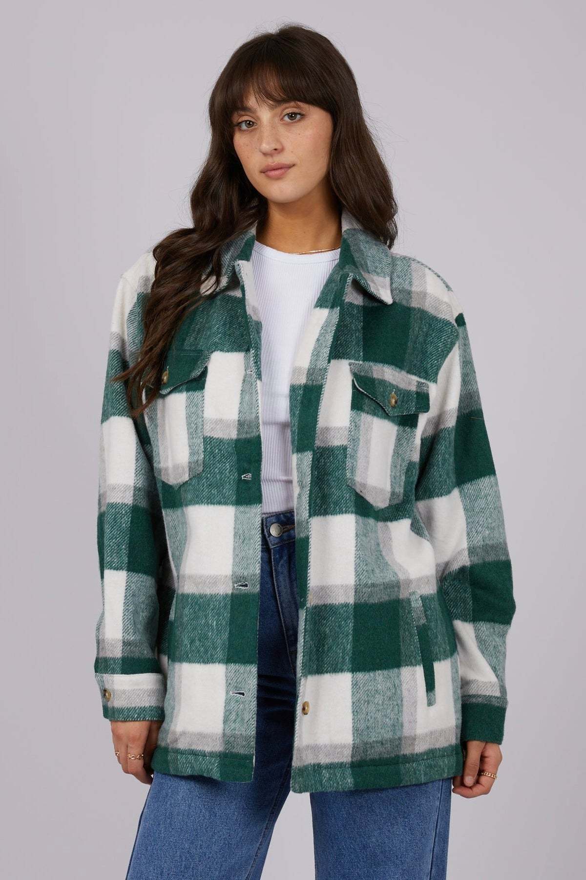 Eden Green Check Shacket-VibeCloset
