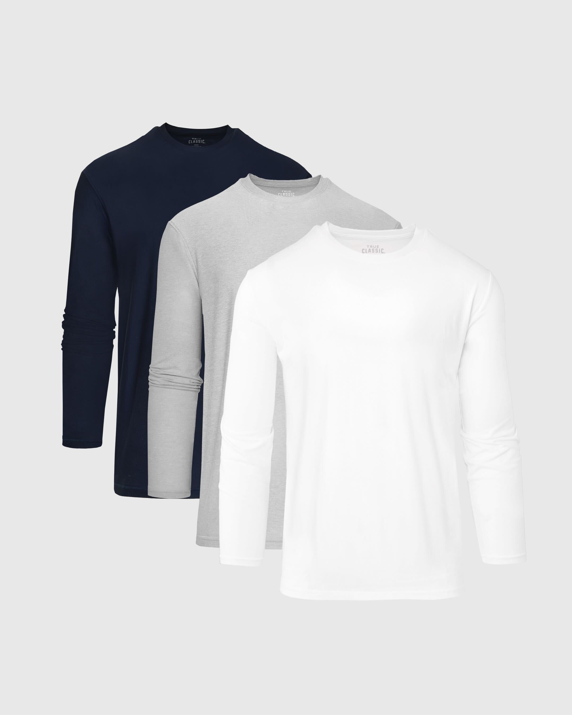 Everyday Active Long Sleeve Crew T-Shirt 3-Pack-VibeCloset