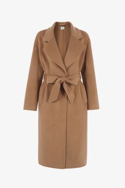 Geneva Camel Wool Blend Belted Coat-VibeCloset
