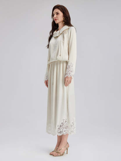 Lace Drawstring Cocoon-Shaped Jacket-VibeCloset