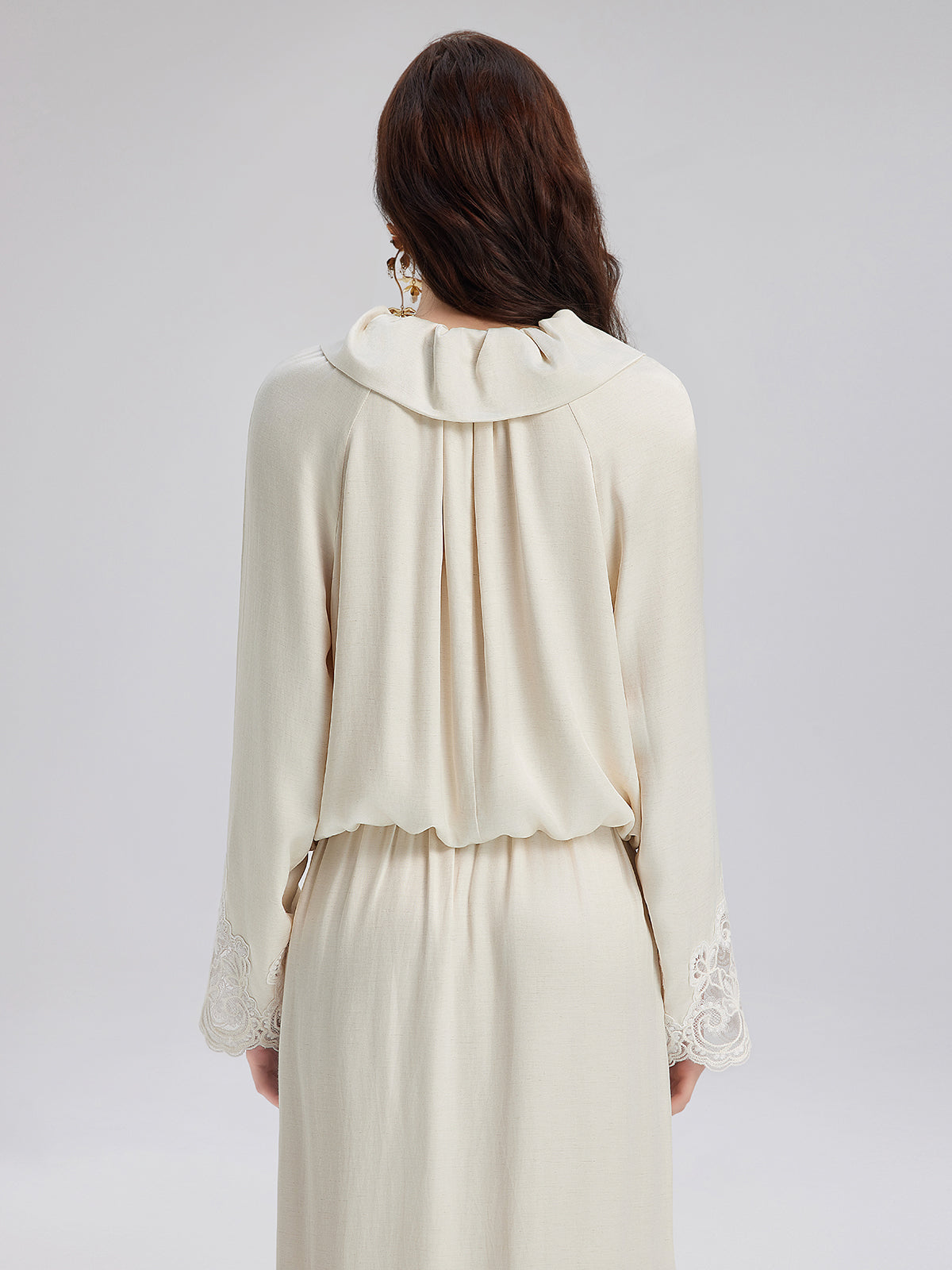 Lace Drawstring Cocoon-Shaped Jacket-VibeCloset