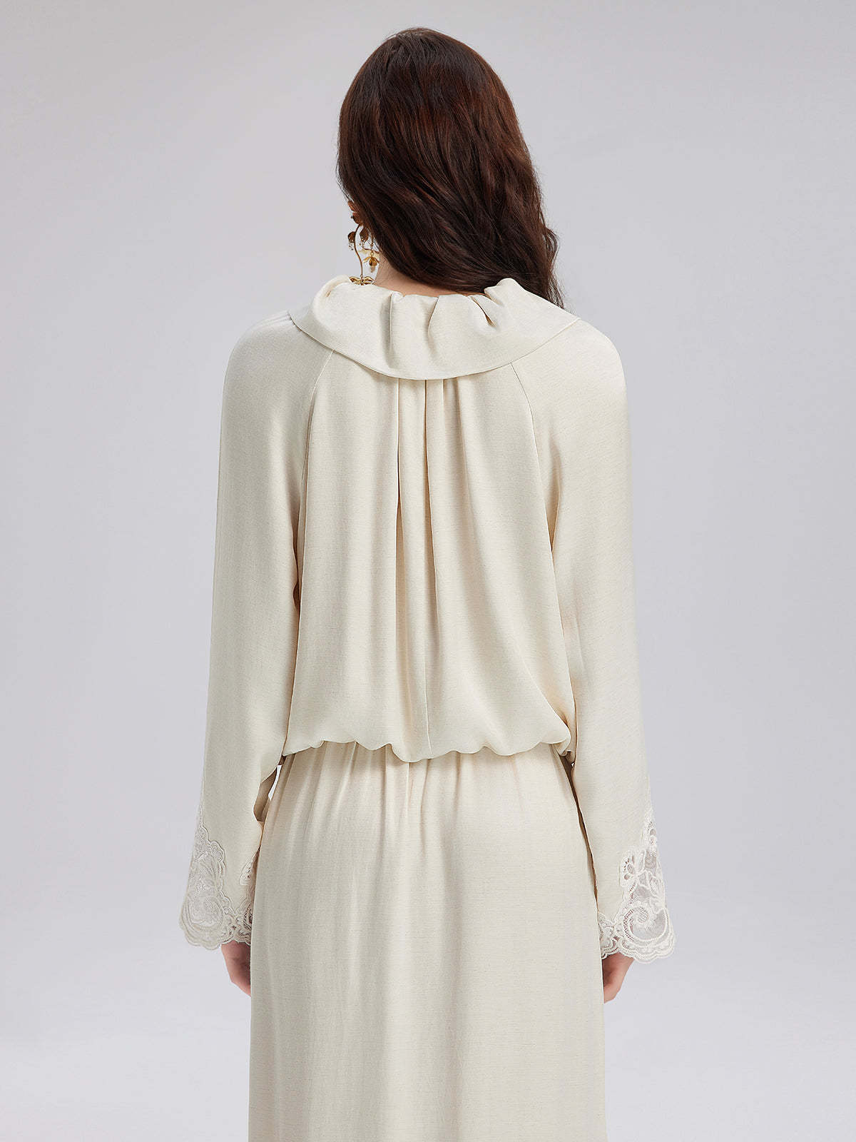 Lace Drawstring Cocoon-Shaped Jacket-VibeCloset