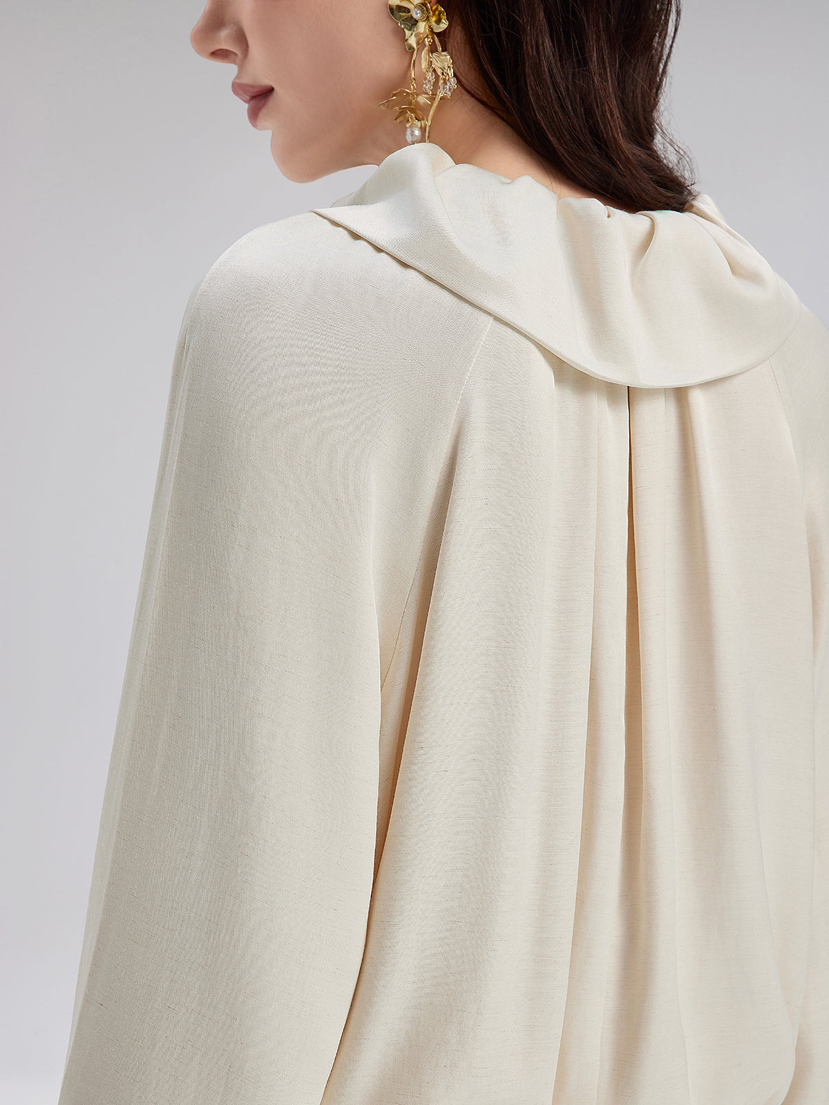 Lace Drawstring Cocoon-Shaped Jacket-VibeCloset