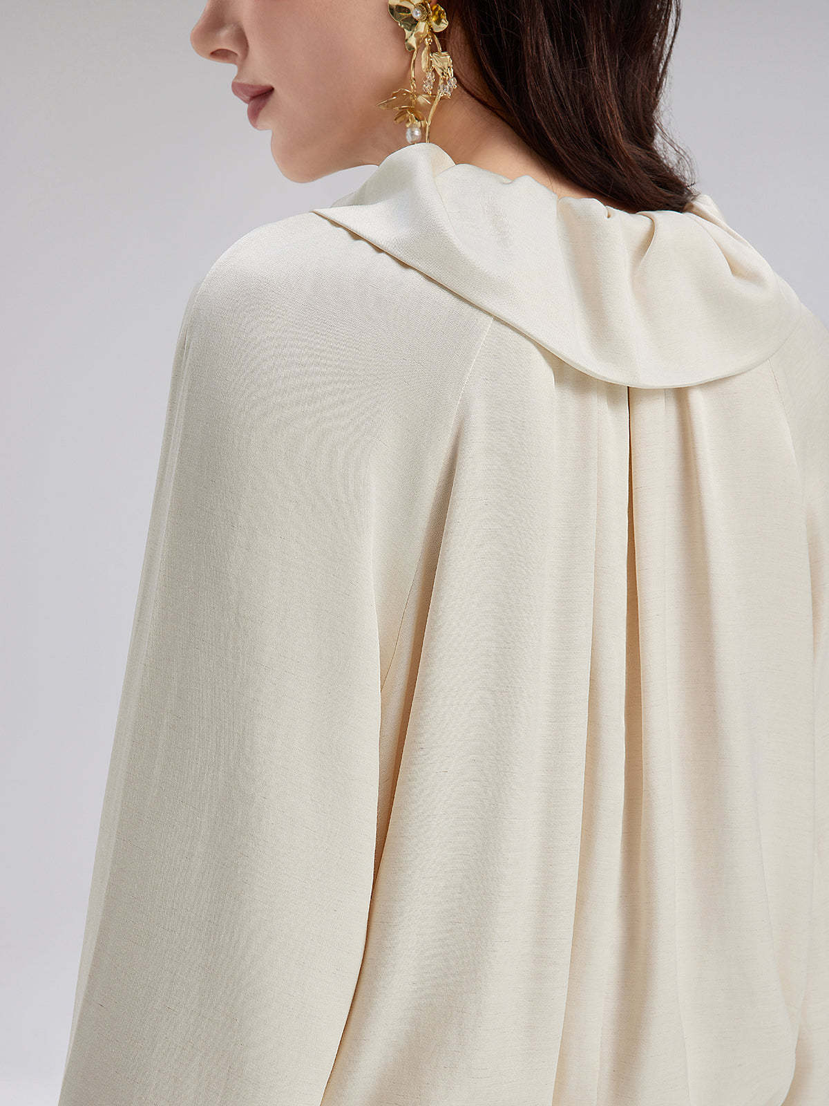Lace Drawstring Cocoon-Shaped Jacket-VibeCloset