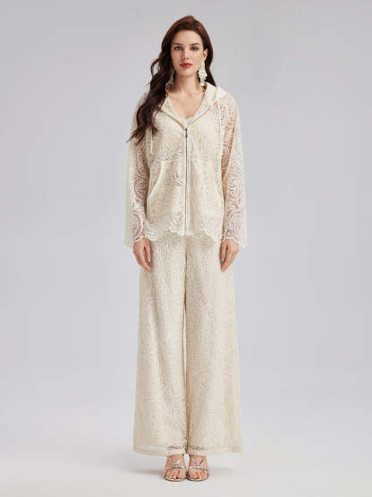 Lace Hooded Elegant Jacket-VibeCloset