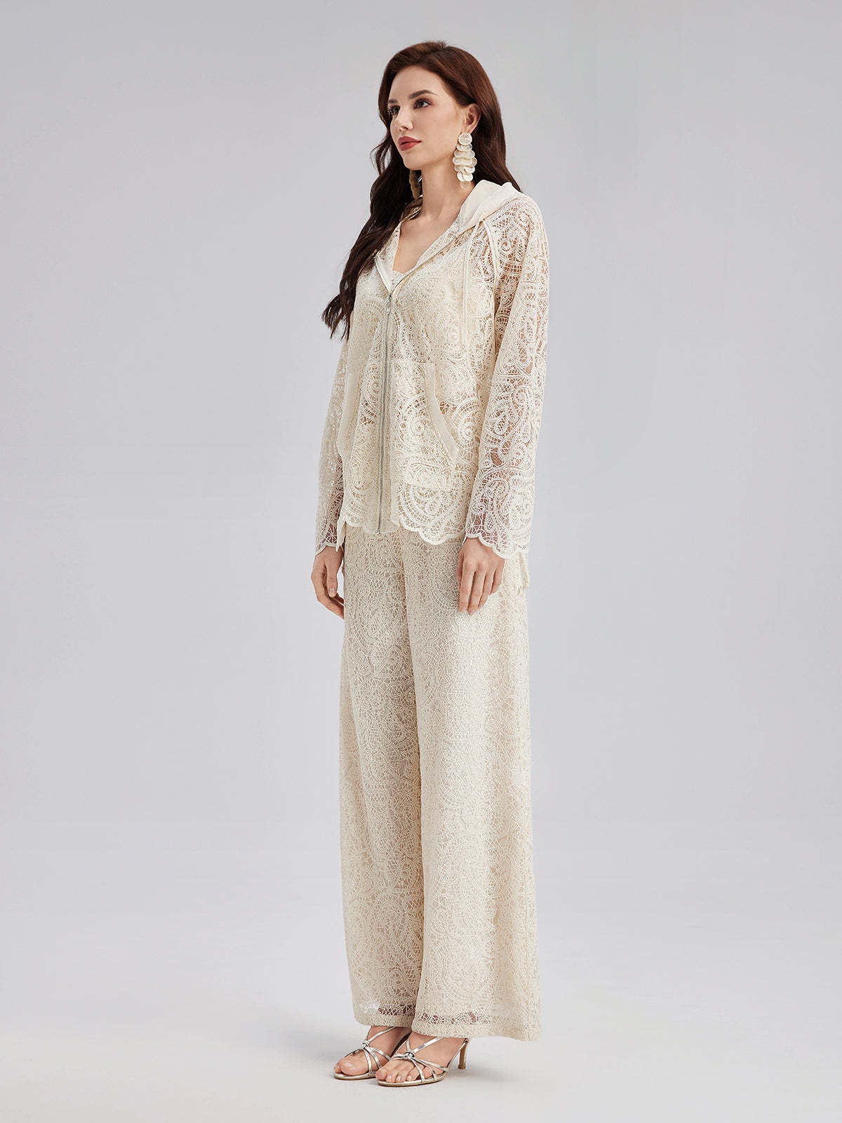 Lace Hooded Elegant Jacket-VibeCloset