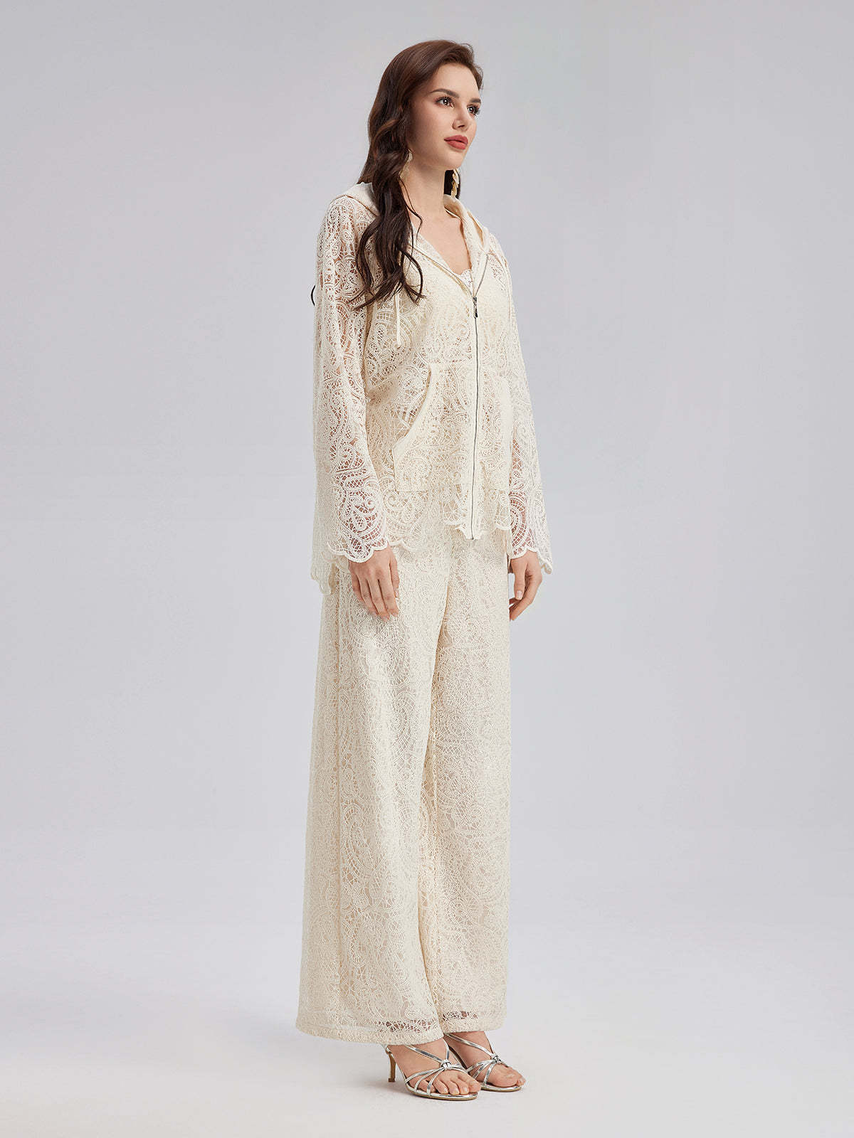 Lace Hooded Elegant Jacket-VibeCloset