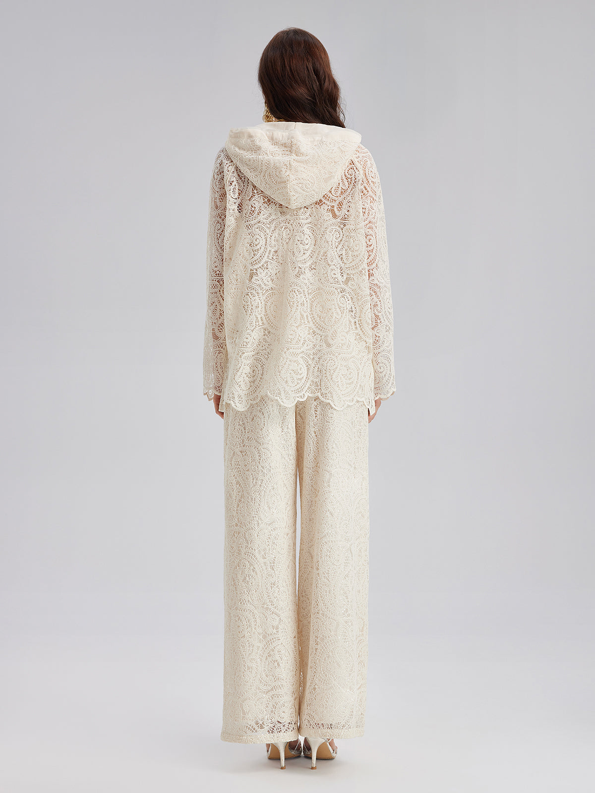 Lace Hooded Elegant Jacket-VibeCloset