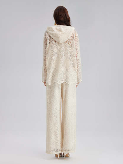 Lace Hooded Elegant Jacket-VibeCloset