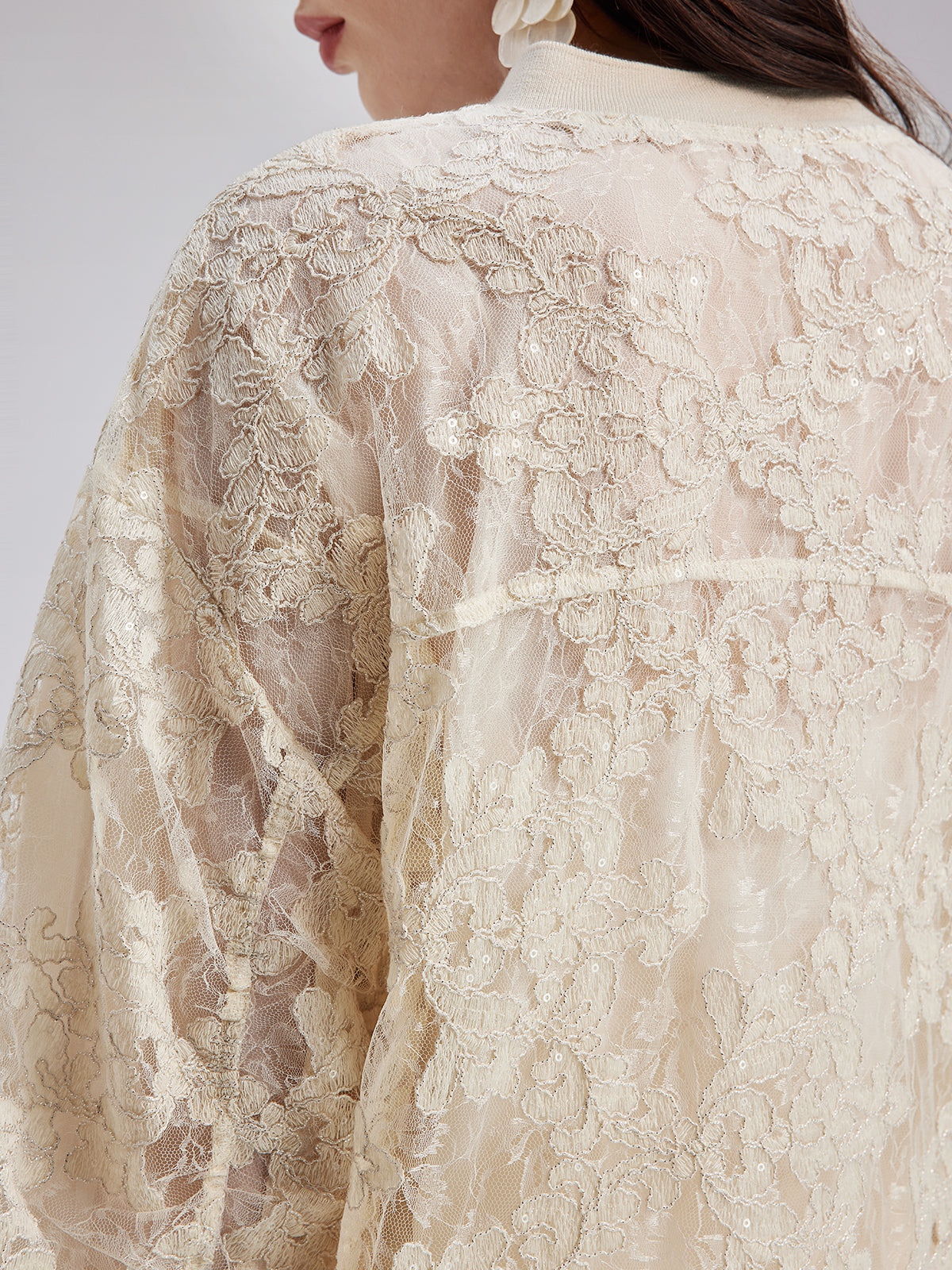 Lace Baseball Jacket-VibeCloset