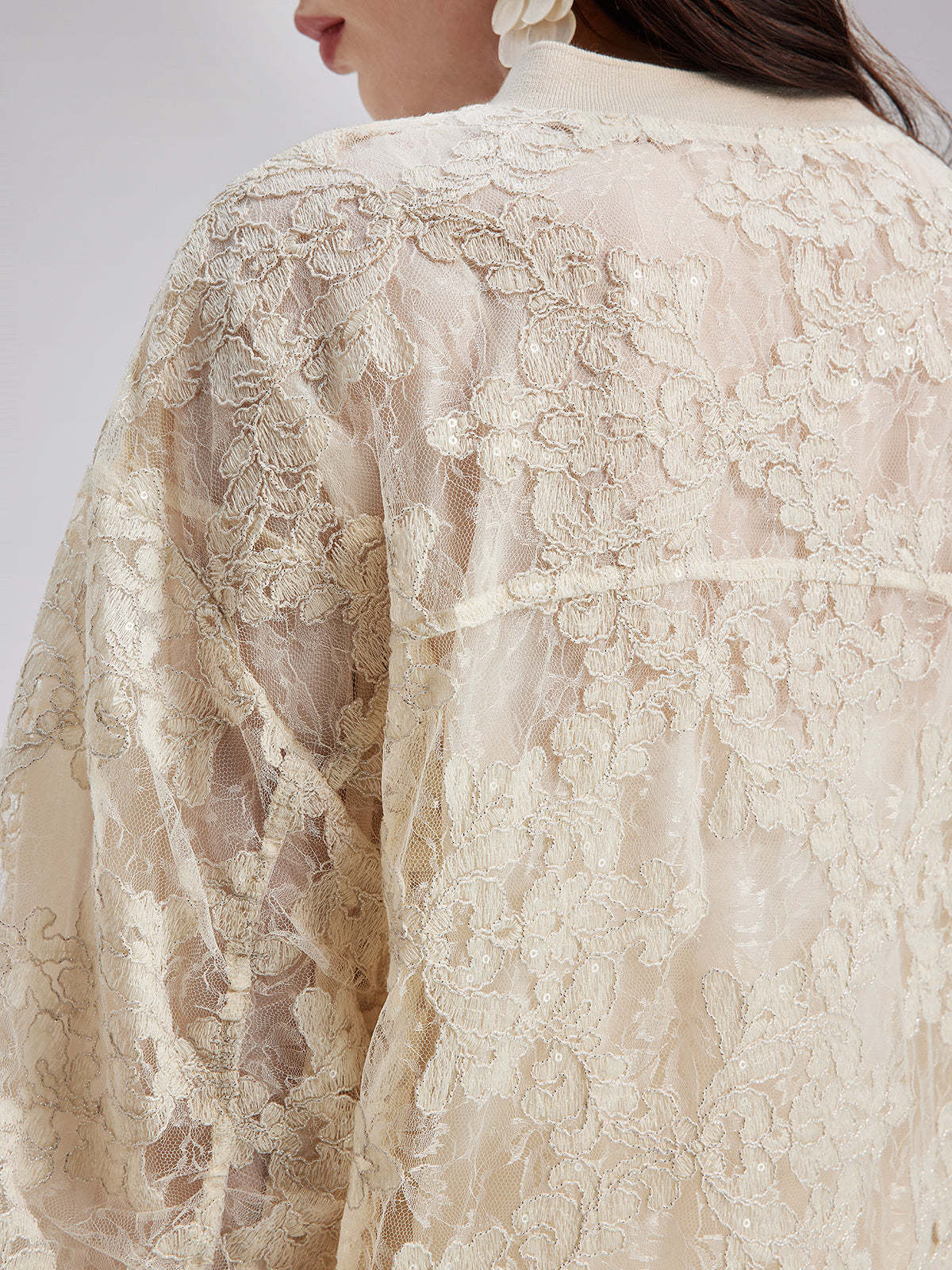 Lace Baseball Jacket-VibeCloset