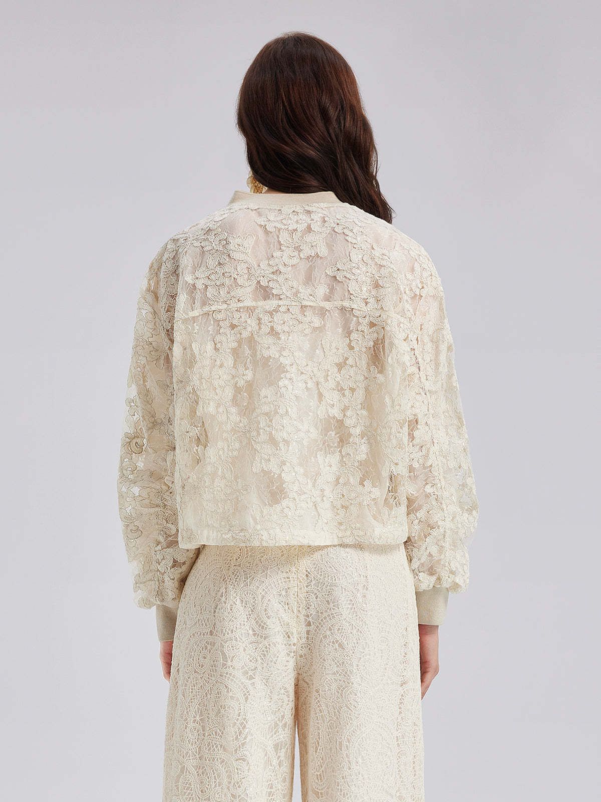 Lace Baseball Jacket-VibeCloset