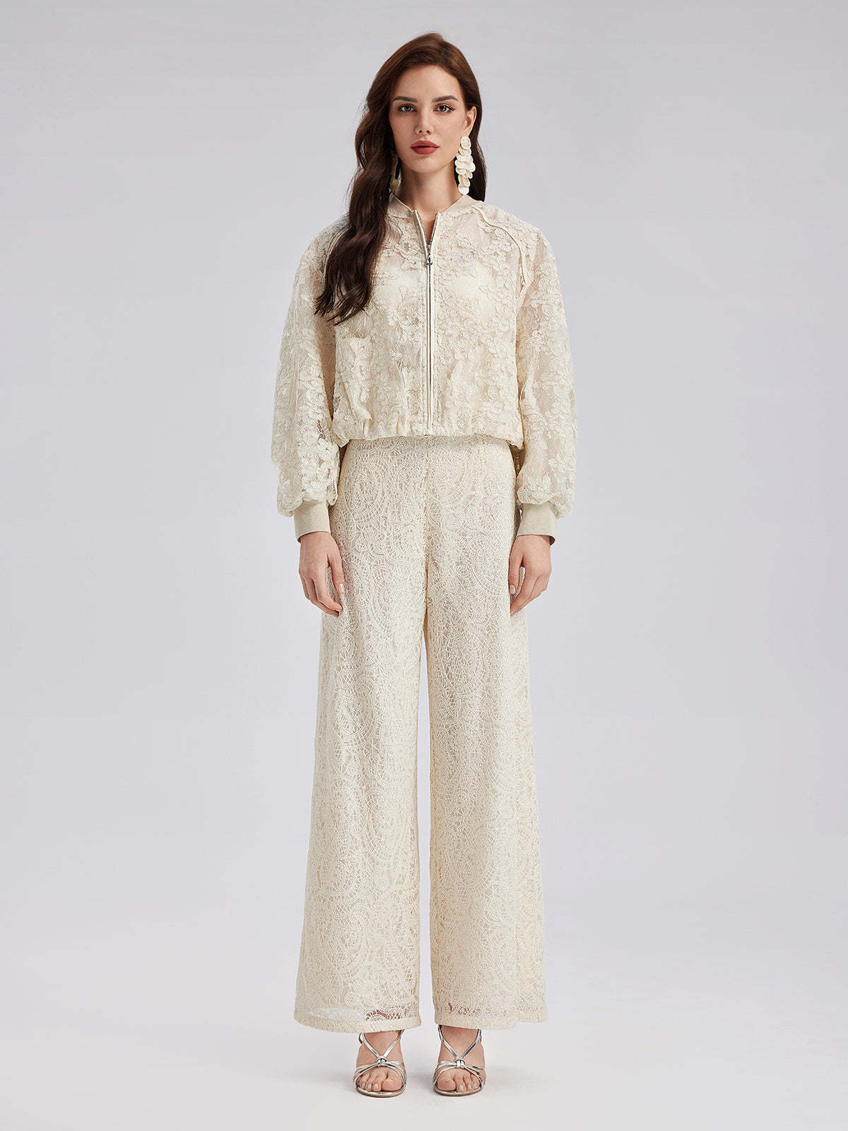 Lace Baseball Jacket-VibeCloset