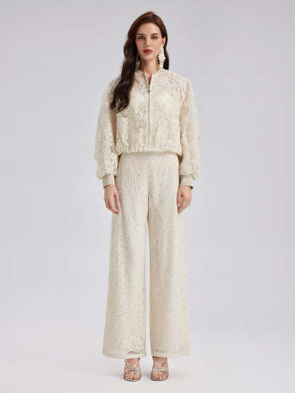 Lace Baseball Jacket-VibeCloset