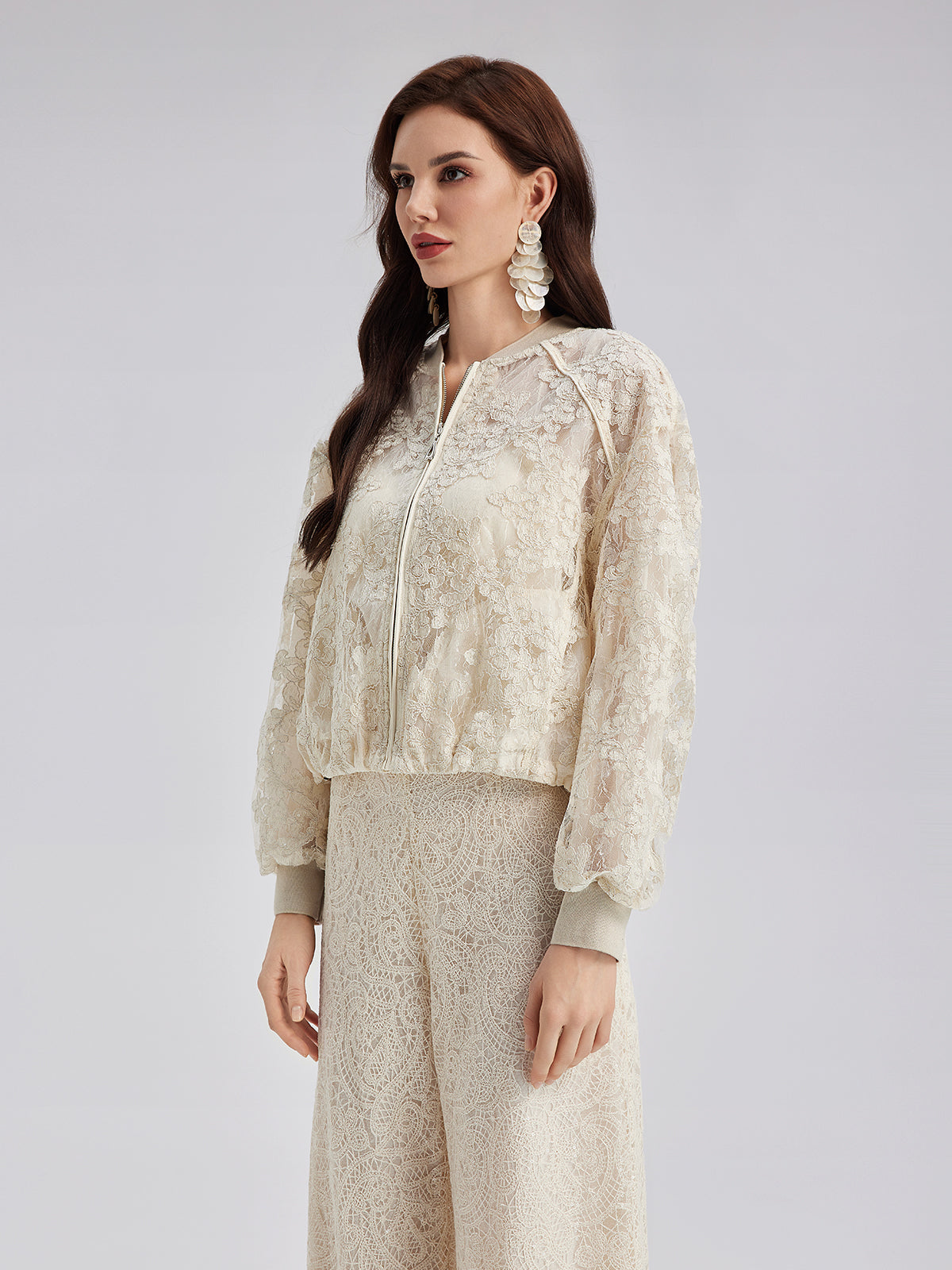 Lace Baseball Jacket-VibeCloset