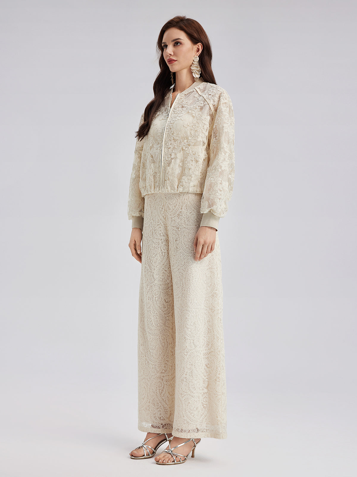 Lace Baseball Jacket-VibeCloset