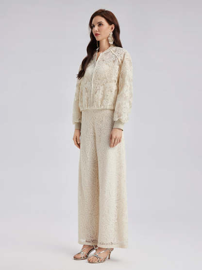 Lace Baseball Jacket-VibeCloset