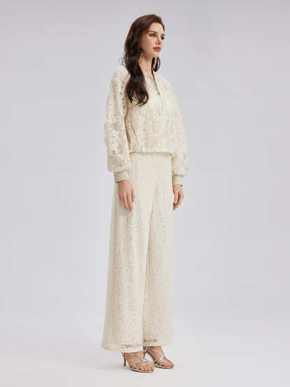 Lace Baseball Jacket-VibeCloset