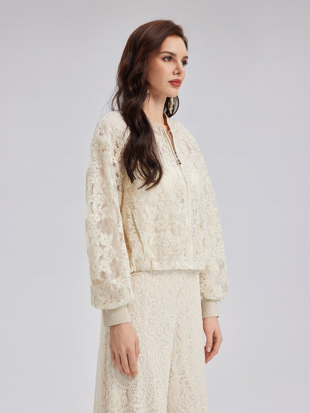 Lace Baseball Jacket-VibeCloset