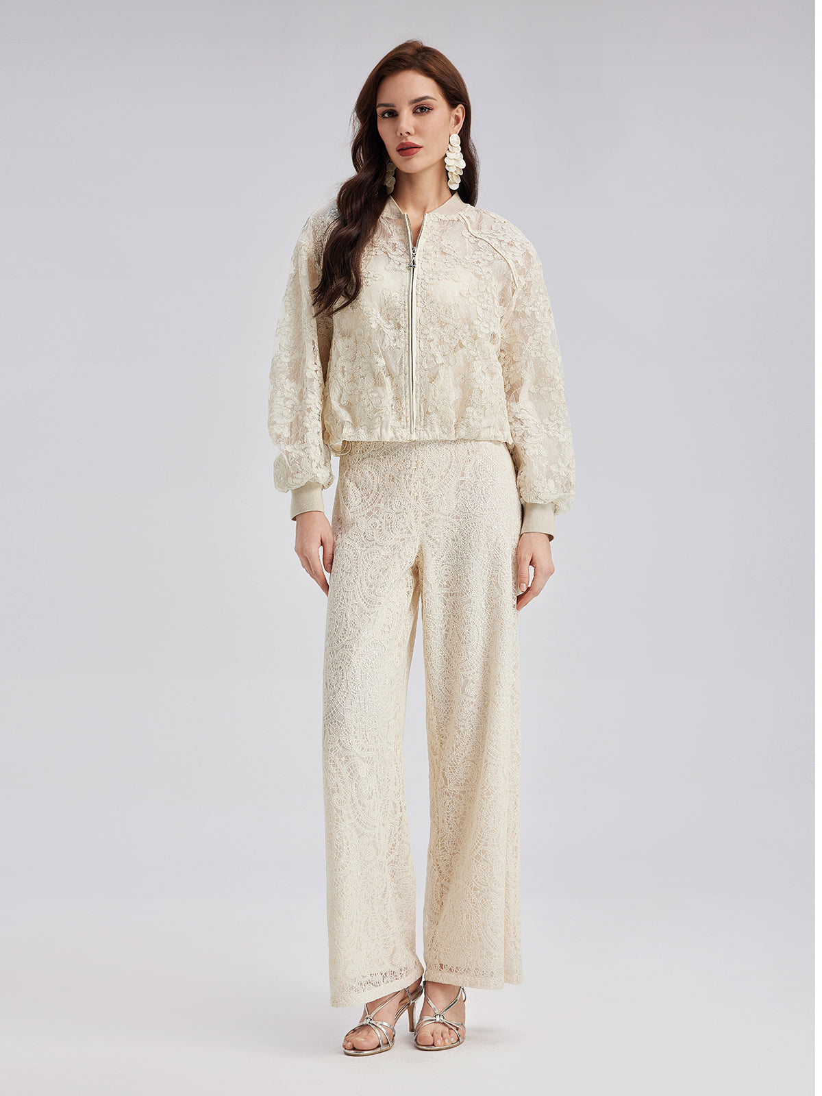 Lace Baseball Jacket-VibeCloset