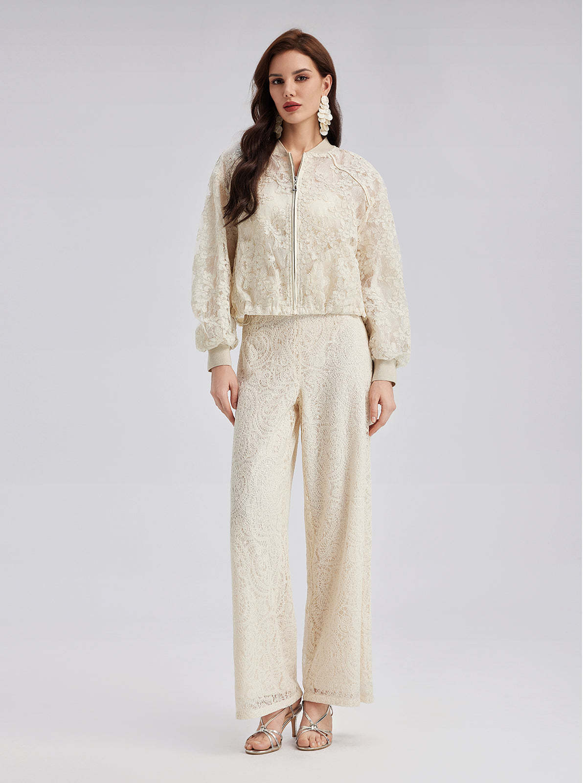 Lace Baseball Jacket-VibeCloset