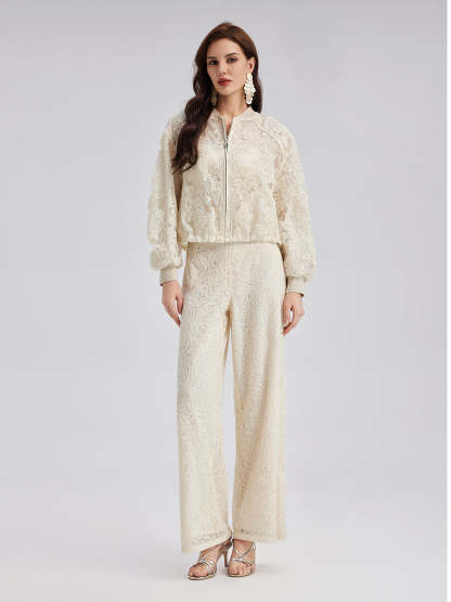Lace Baseball Jacket-VibeCloset