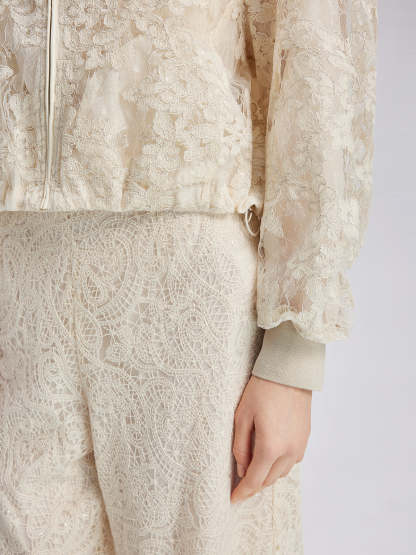 Lace Baseball Jacket-VibeCloset