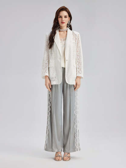 French Custom Lace Tailored Blazer-VibeCloset