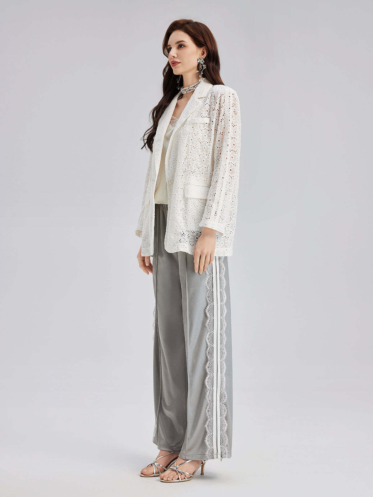 French Custom Lace Tailored Blazer-VibeCloset