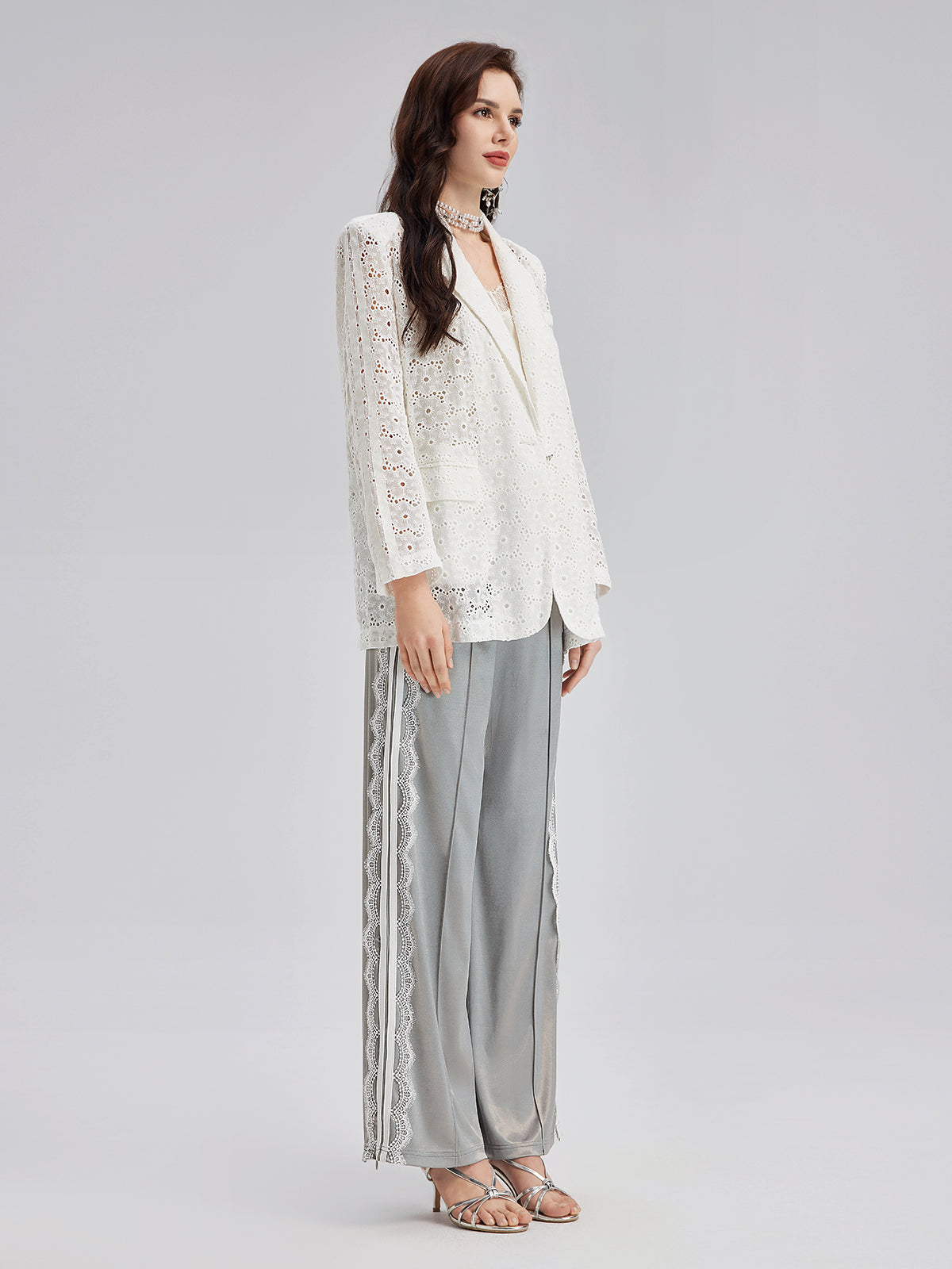 French Custom Lace Tailored Blazer-VibeCloset