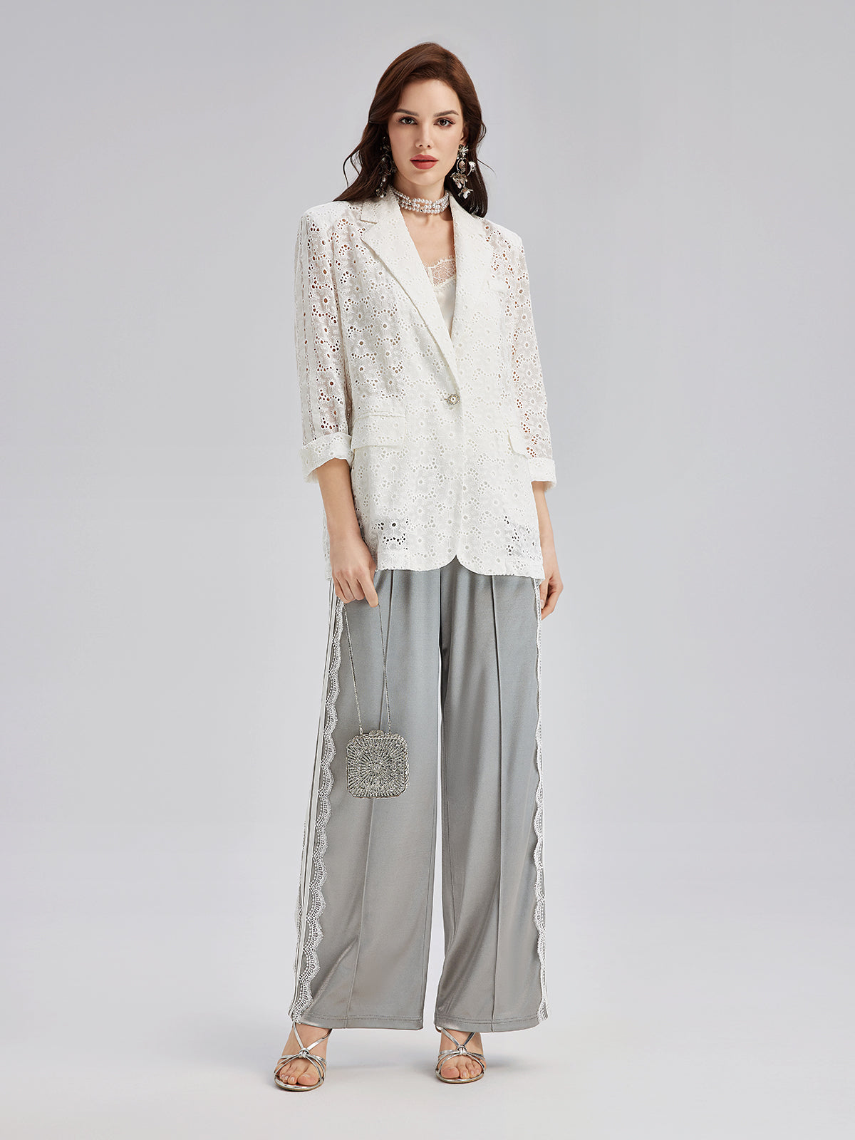 French Custom Lace Tailored Blazer-VibeCloset