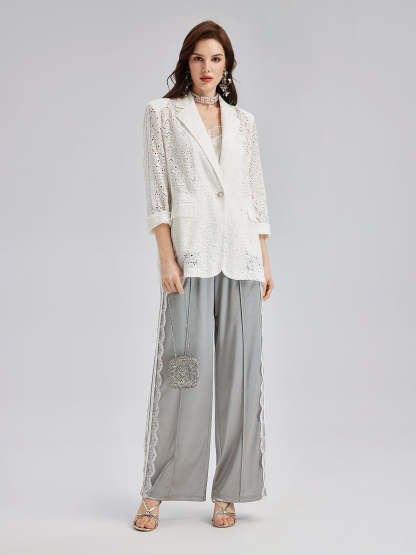 French Custom Lace Tailored Blazer-VibeCloset