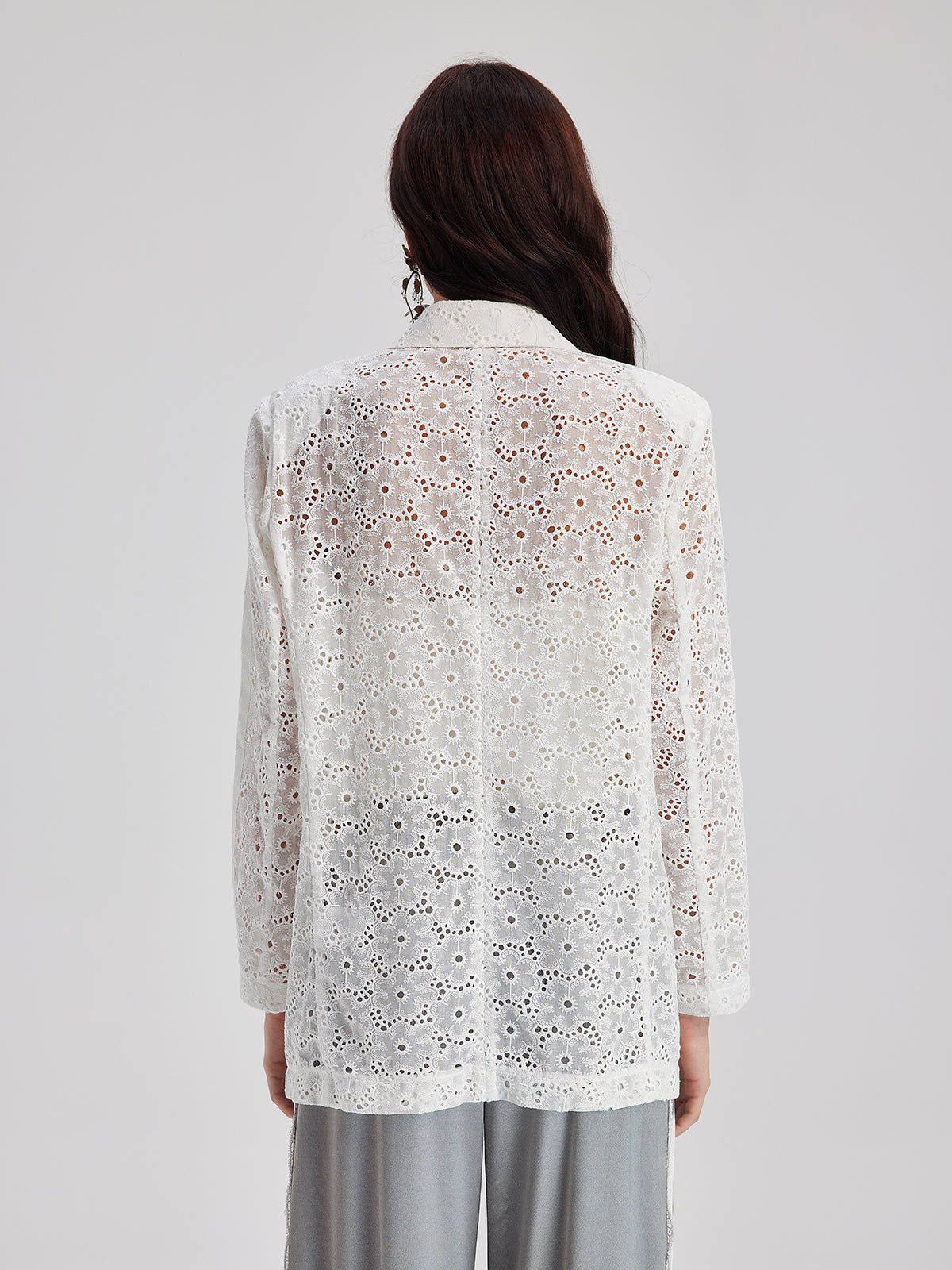 French Custom Lace Tailored Blazer-VibeCloset