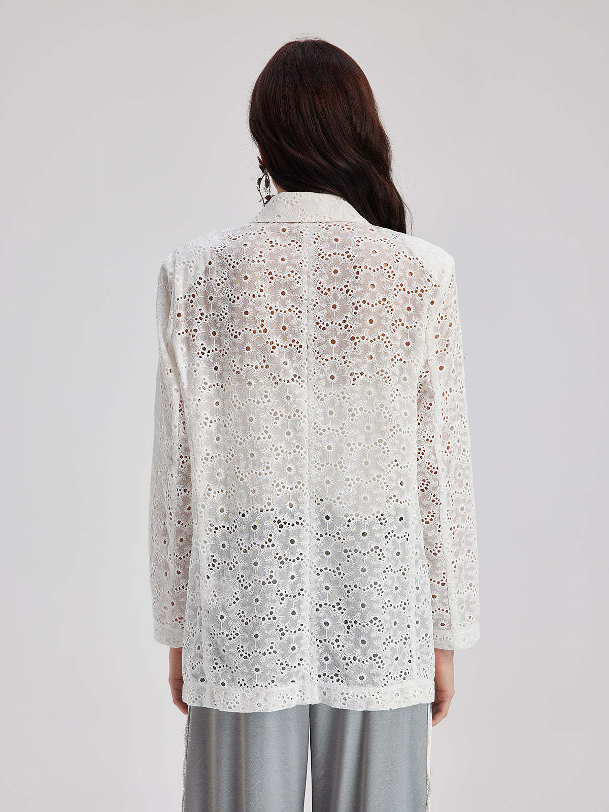 French Custom Lace Tailored Blazer-VibeCloset