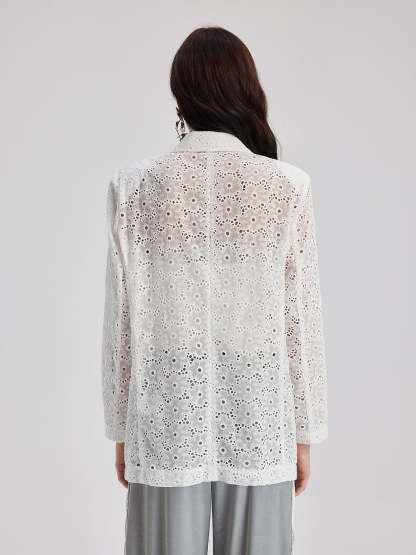 French Custom Lace Tailored Blazer-VibeCloset