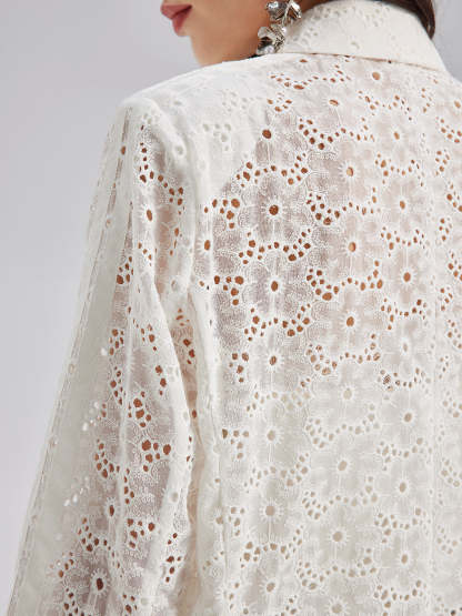 French Custom Lace Tailored Blazer-VibeCloset