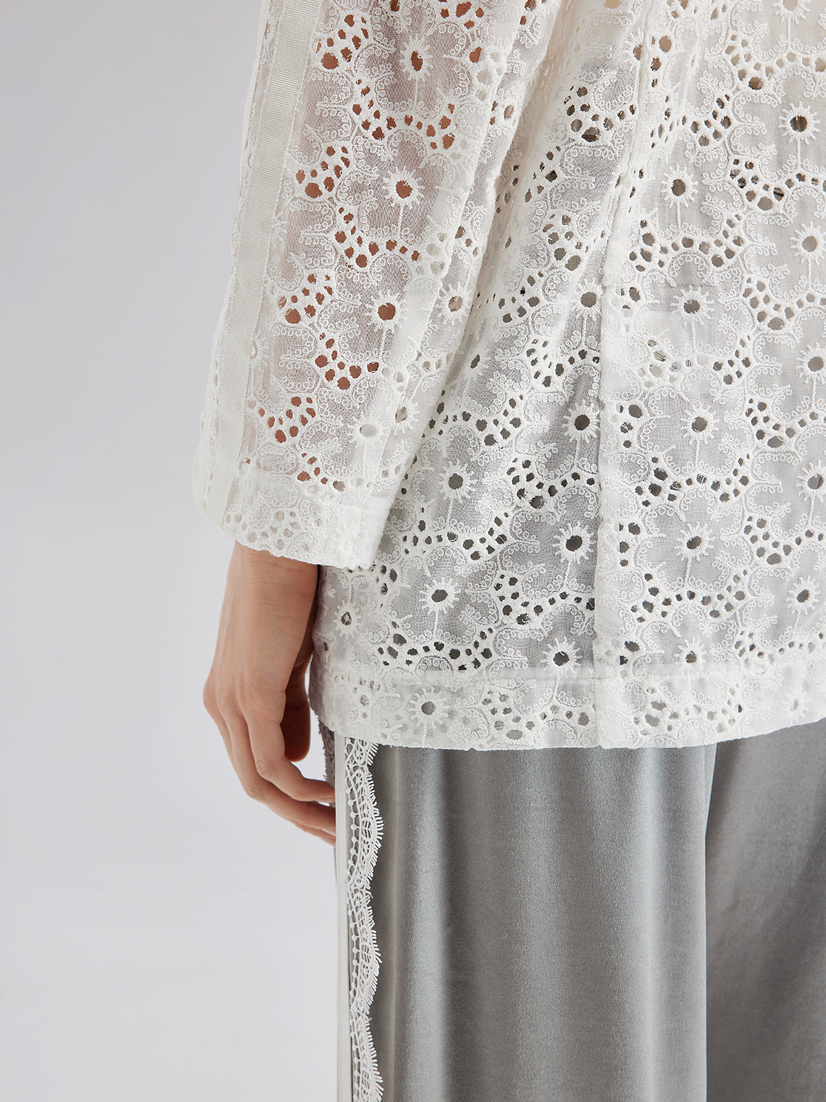 French Custom Lace Tailored Blazer-VibeCloset